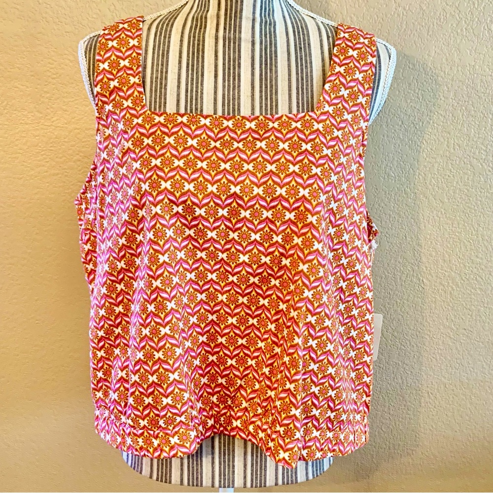 a.n.a Red and Orange Patterned Crop Top